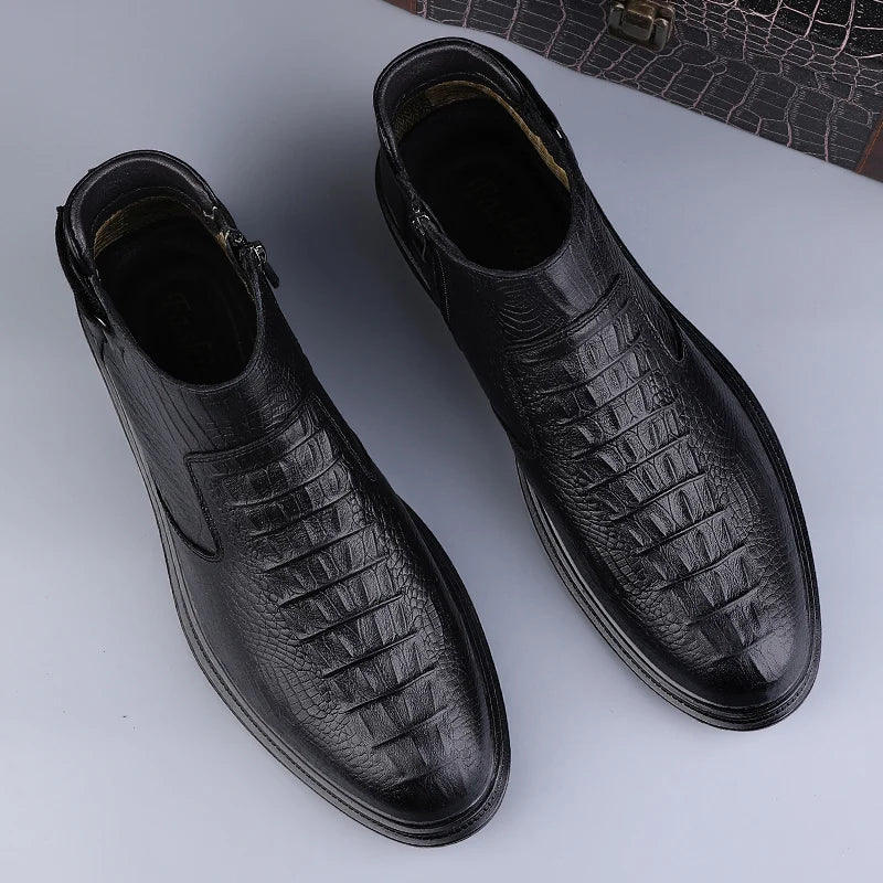 Men’s Leather Chelsea High-Top Ankle Boots
