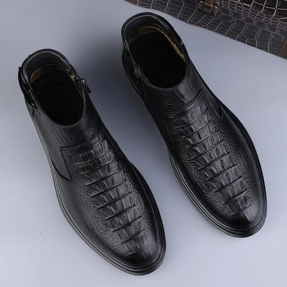 Men’s Leather Chelsea High-Top Ankle Boots