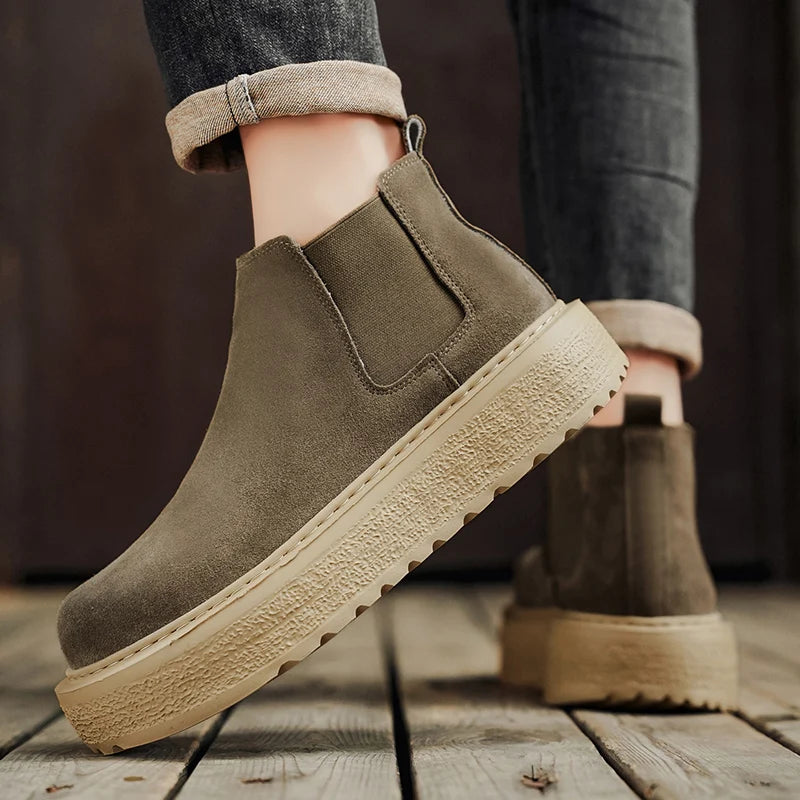 Men Retro Faux Suede Chelsea Boots