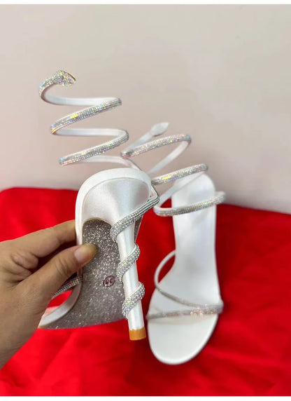 Women’s Crystal Snake Coiled Stiletto Sandals
